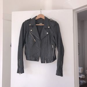 Zara Trafaluc Genuine Leather Black Moto Jacket M